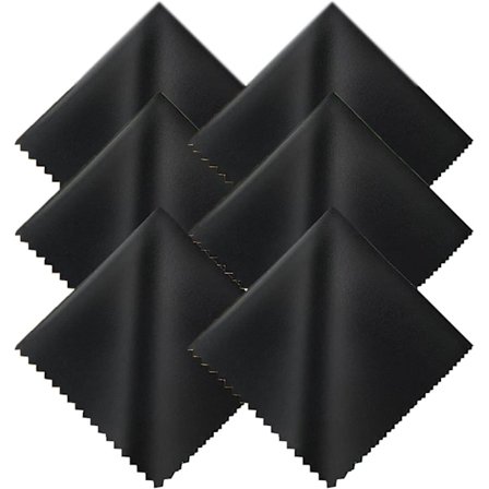 Rengöringsduk för glasögon i mikrofiber, 6-pack (15 x 15 cm), svart