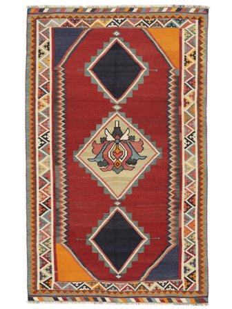 Tapis Persan Kilim Vintage 150X244 Rouge Foncé/Noir (Laine, Perse/Iran)