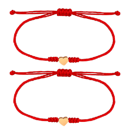 Rött rep-armband Rött väktare armband Mor-dotter armband Matchande hjärtformad röd linje vänskapsarmband Ungdomspresent (guld)