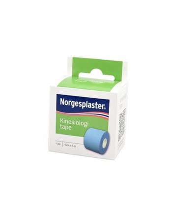 Norgesplaster kinesiologitape i blå farge, 5 cm x 5 m 1 stk