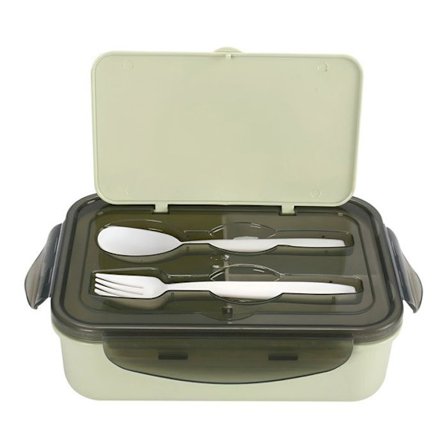 Madbeholder 1.3L CF-5031 med ske og gaffel Cheffinger Grøn