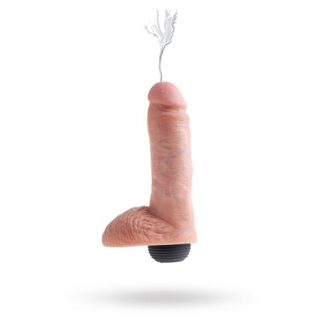 Sprutande Dildo Med Pung 20 cm - Ljus Hudfärg - Vuxen.se - Sprutdildos, dildo med sprutfunktion