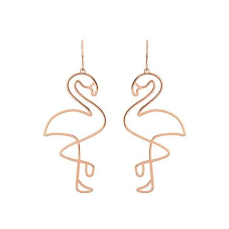 1 Par Kvinnor Ihåliga Flamingo Örhängen Bohemian Ear Stud
