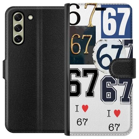 Kompatibelt Plånboksfodral till Samsung Samsung Galaxy S21 FE 5G 67 meme vintage nummer kollage retro 6-7 nummer klassisk typografi vintage design