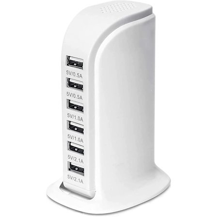 Usb-laddningsstation, 30w 6-portars Usb-laddningshubb, Multi-port Usb-laddare med smart detektering, kompatibel med Iphone, Galaxy, Ipad Tablet och 