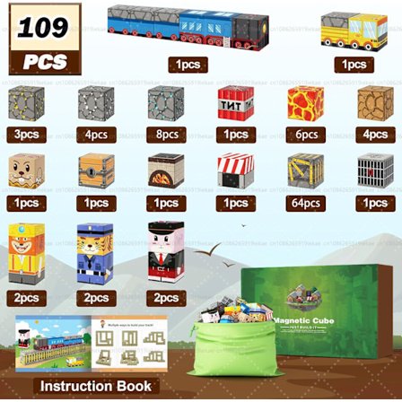 Magnetiske byggeklodser til børn 3+ | STEM Montessori Legetøj | DIY model magnetterninger