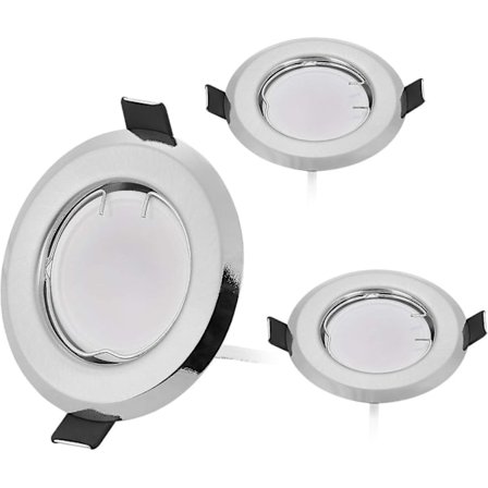 Sett med 3 Ultra Flat LED Nedfelt Spotlights med 3x5W Dimbar Pære 220V Spotmodul, 2,5 tommer Hull, Dimbar, Varmt Hvit 3000K, 120 Graders Strålevinkel