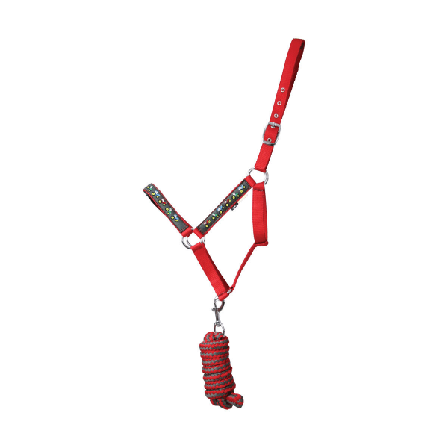 Little Knight Horse Headcollar And Leadrope Set Small Pony Red/