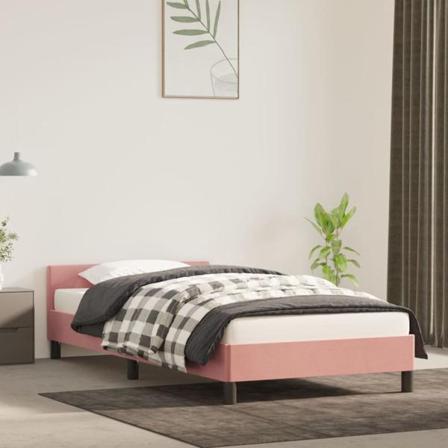 Vidaxl Sängram Med Huvudgavel Rosa 100x200 Cm Sammet Rosa