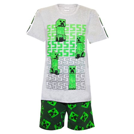 Minecraft Pojkar Kort Pyjamas Set 9-10 År Heather Grey/Grön/B