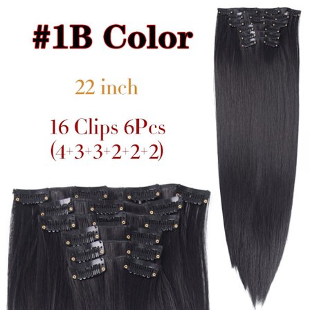 22 tum 16 Clips In Hair Extension Long Wave Synthetic Clip In Hair Extensions Ombre 16 Clips i falska hårstycken Värmebeständig