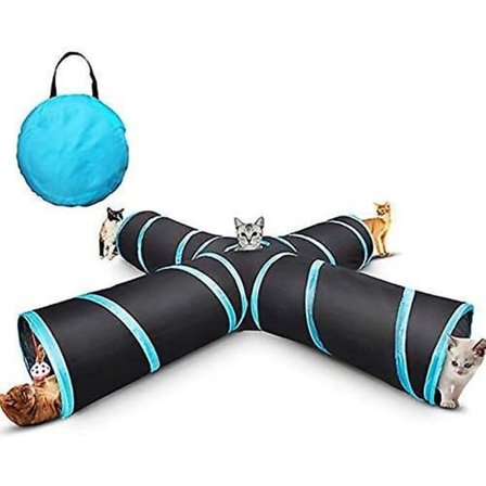 4-vejs kattetunnel, stor sammenklappelig kæledyr legetøj indendørs og udendørs - på lager