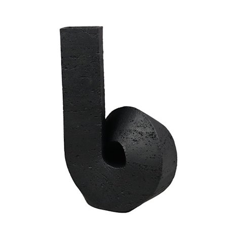 Musta polyresiinimaljakko, 19x17x30cm, geometrinen kuvio