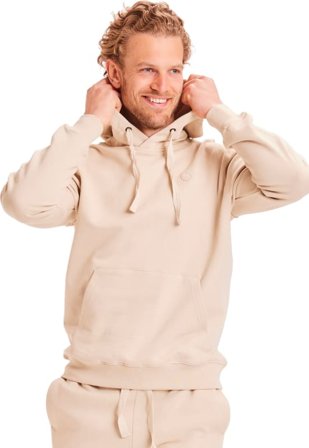 Knowledge Cotton Apparel Men's Elm Hood Basic Badge Sweat Men long-sleeved sweaters Beige L