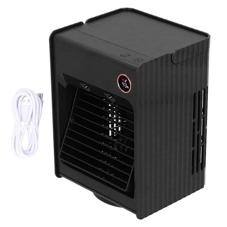 2-i-1 Oscillerande Spray Luftfuktare Fläkt med Ljus USB-Laddning Skrivbordsluftkylare för Hemmet Svart