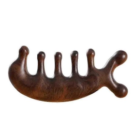 Autentisk Grön Sandelträ Kam Gua Sha Kam Skrapande Huvudmassage Kam Huvud, Nacke, Händer och Ben