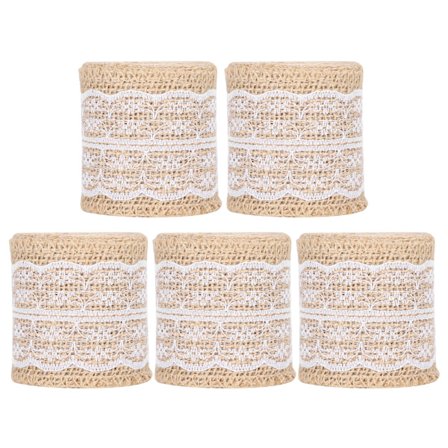 5 kpl Juuttikangasnauha Pitsi Pellava Rulla Juutti Vyö DIY Käsintehdyt Hessian Hihna Askartelukoristeet Valkoinen