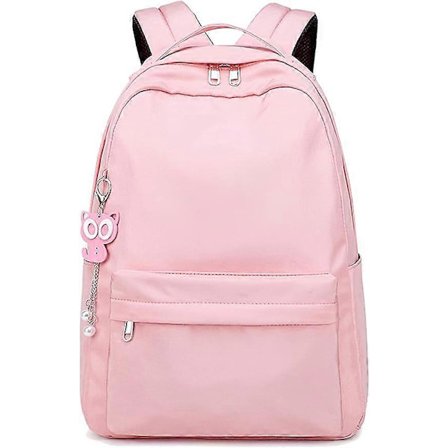 Skolesekk for jenter og gutter 8+, Enkel ryggsekk for 14-tommers laptop, Vannavstøtende skolesekker Casual Daypack for skoleturer - Rosa