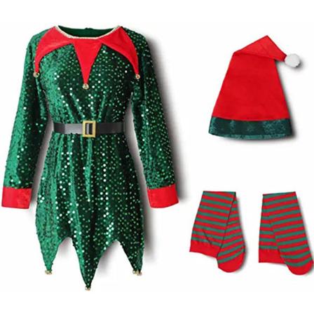 IC Flicka Pojke Jul Älg Fancy Dress Xmas Party Cosplay Kläder Grøn 150cm