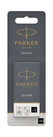 PARKER Quink Long Ink Refill Cartridge for Fountain Pens Black (Pack 10) - 1950206