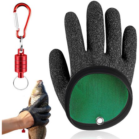 Fiskehansker - Høyre Hånd - Spirebestandig - Vanntett - Kuttbestandig - Magnetisk - Beskytter mot bitt fra rovfisk