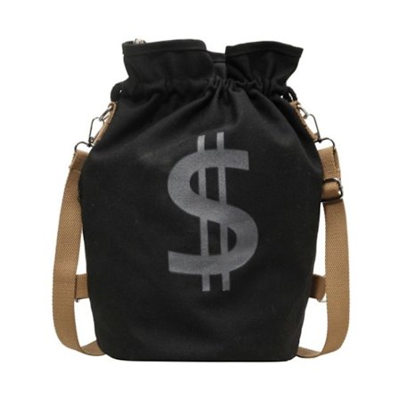 Mønstret Bøtteveske med Snøring Skulderveske SVART