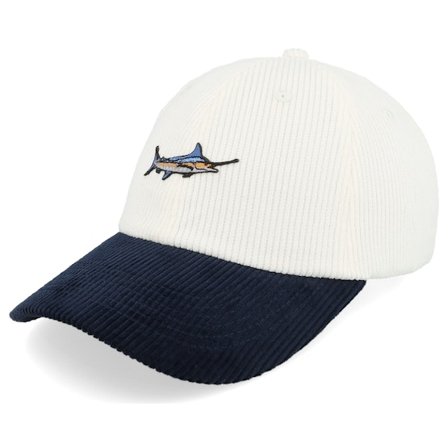 Skillfish - Blanc unconstructed Casquette - Tiny Blue Marlin Corduroy Off White/Navy Dad Cap @ Hatstore