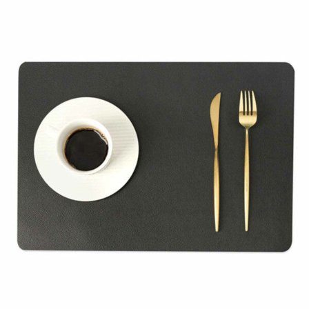 4-pak bordbrikker i kunstlær rektangulær svart 43x30cm svart