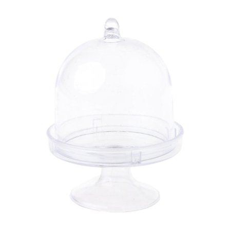 Mini Cake Stand Cupcake Box Bröllopsfavor Party Plast Godis Box Transparent Ba