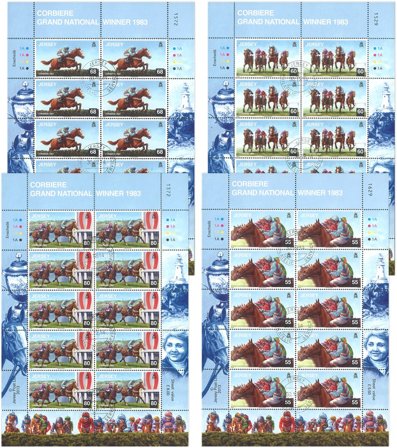 Jersey - Sæt af 4 stemplede miniark 'Hestevæddeløb' 2013