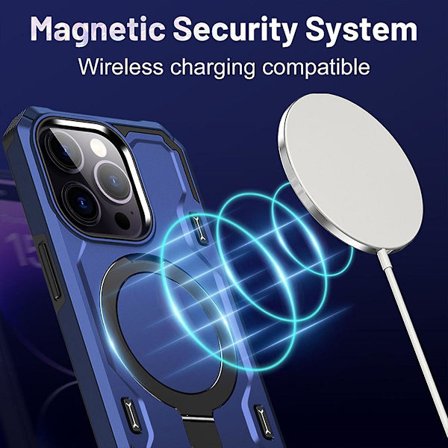 Magsafe- case kompatibelt med Iphone 15 Pro Max, kraftigt stötsäkert case av militärklass med ringstöd