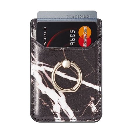 MUXMA Universal korthållare i läder i marmorstil - Svart