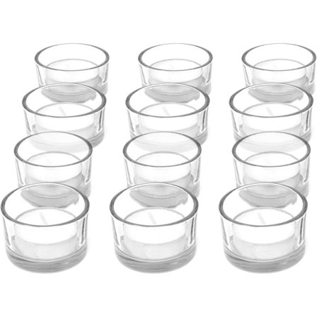 Runde fyrfadsstager - Sæt med 12 | Ideel til bryllupper, fester, klart glas | Moderne design