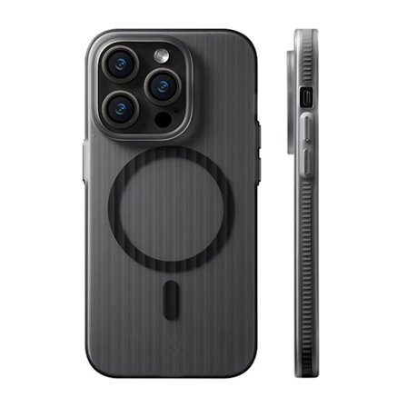 iPhone 15 Pro Max Mobilskal Korrugerad med Magsafe Rvelon - Svart