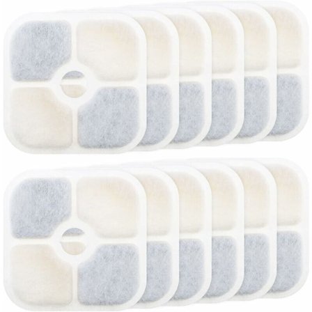 Replacement Water Fountain Filter for Pets, 12 Pack, Compatible with Catit Pixi 43717, 8.4x8.4 cm
