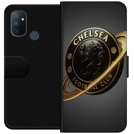 Kompatibelt Plånboksfodral till OnePlus OnePlus Nord N100 Chelsea-emblem i svart och guld med lejonmotiv, ringformad design och svepande guldeffekt p