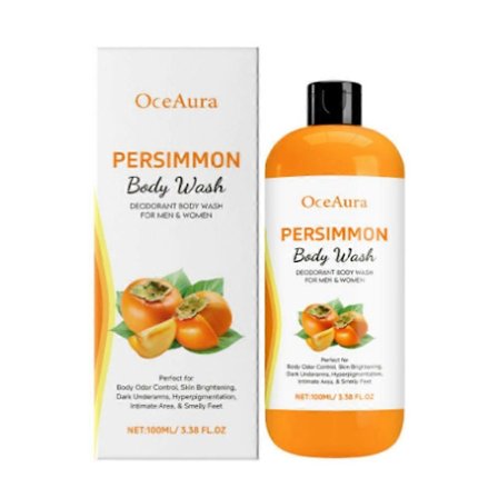 Persimmon Body Wash til kropslugtkontrol, rensende deodoriserende kropssæbe til eliminering af lugt, hudoplysende