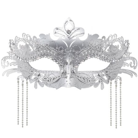 Rhinestone Maskerade Maske for Kvinner, Venetiansk Kjedemaske for Mardi Gras, Elegant Karneval Party Kostyme
