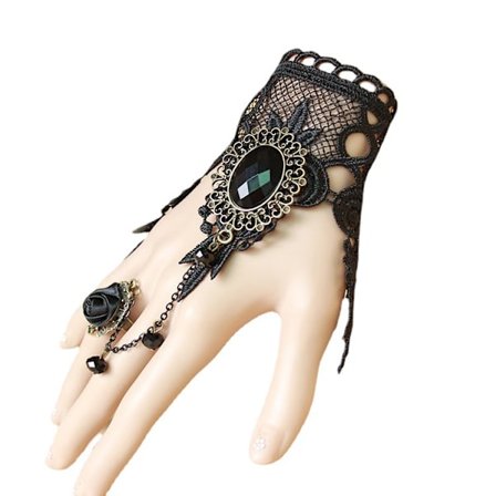 Gothic Floral Lace Steampunk Armband Ring Beaded Handskar