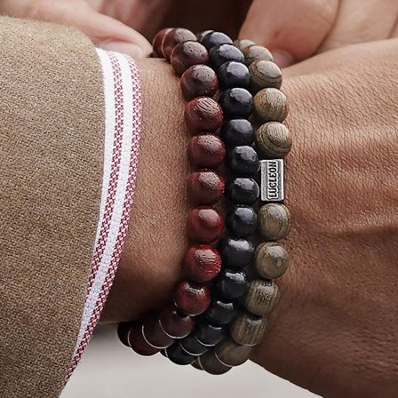 Trio de bracelets Miro en perles de bois pour hommes - Bracelets de perles