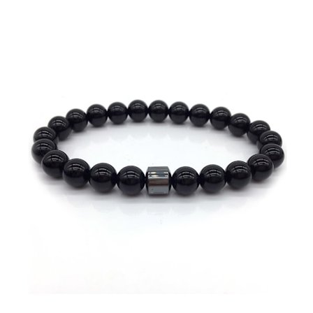 Trendy armbånd sorte sten og hæmatit