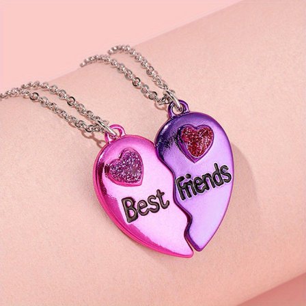 God Ven Kærlighed Halskæde 2 stk. Pige Bedste Ven Vedhæng