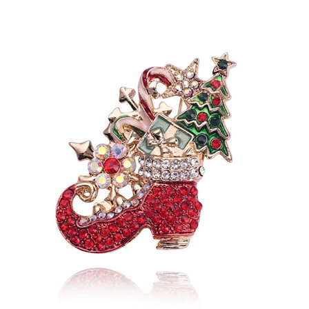 Kristall Rhinestone Julehat Støvler Broche Pin Jul