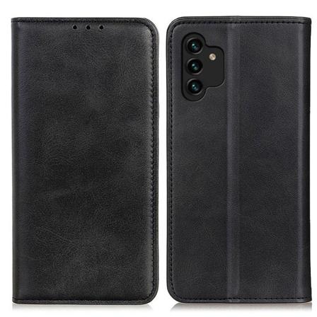 Lompakko-style Aitoa Nahkaa Läppäkotelo For Samsung Galaxy A13 4G - Musta Black
