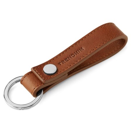 Porte-clés en cuir marron à boucle et rivet métallique pour hommes - Colliers porte-clefs