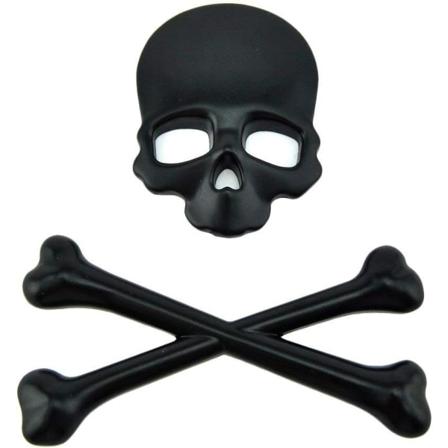 2 stk (9*8,5 cm, Svart) 3D Metall Personlighet Skalle Skjelett Død
