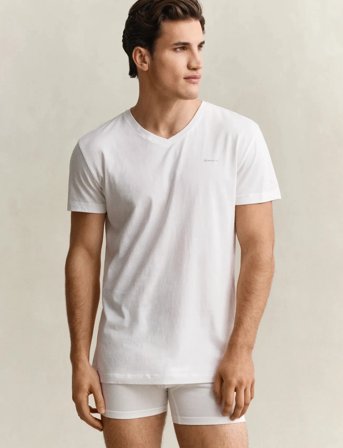 GANT V-Neck T-Shirt 2-Pack - White - XXXL