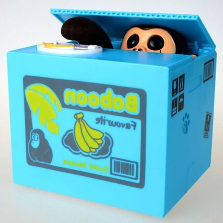 Pengeboks med tyv-ape / kule gadgets Elektronisk ape - Nyhet leker Plast sparebøsse (søt ape)