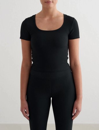 aim ́n Ribbed Performance Short Sleeve - Black - S