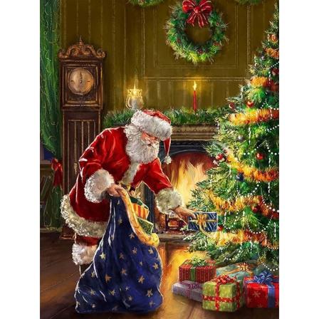 5D Diamantmalerisett Santa Claus, Juletrær DIY Brodert